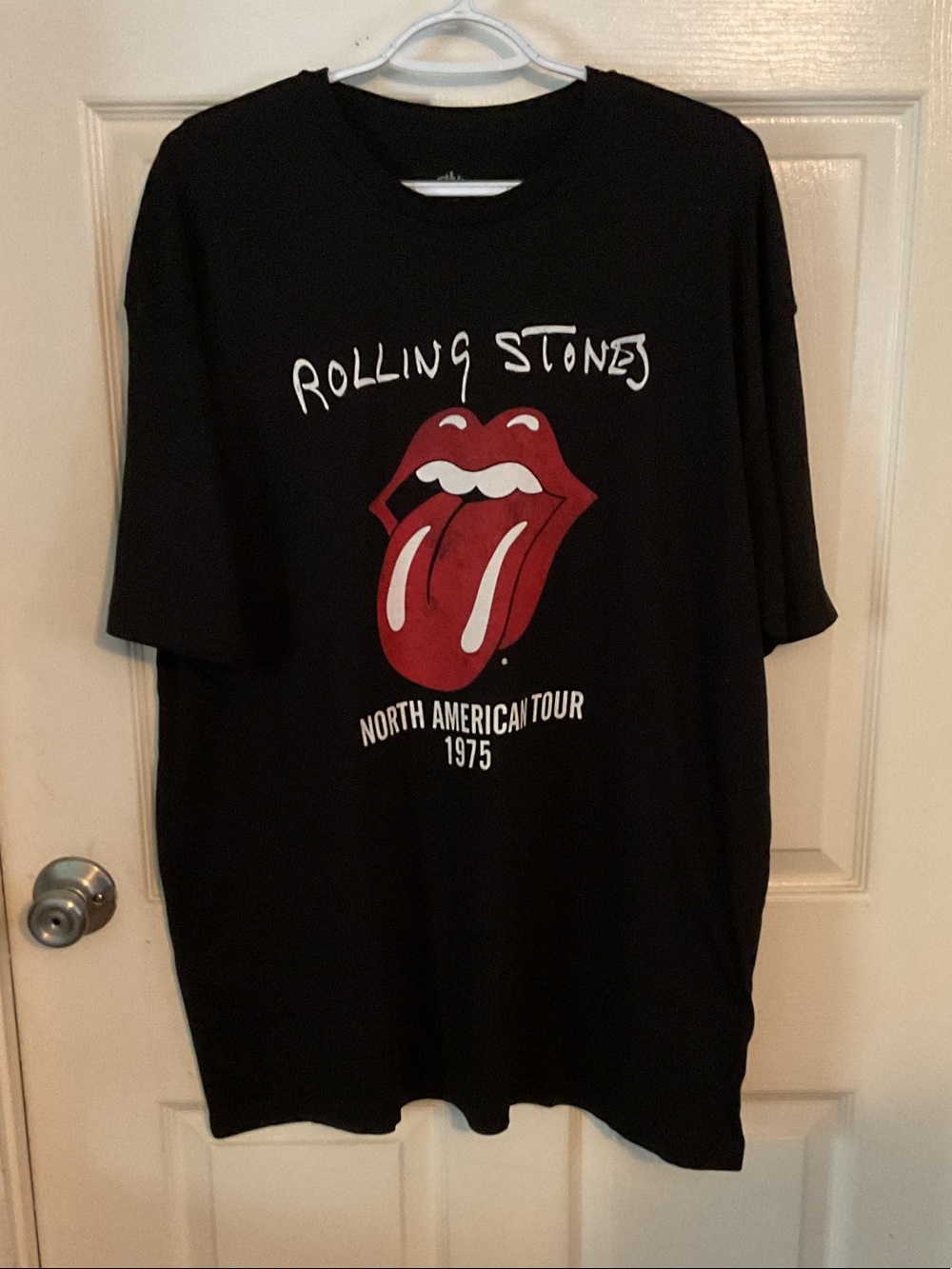 the Rolling Stones Black Logo Tee with White Script